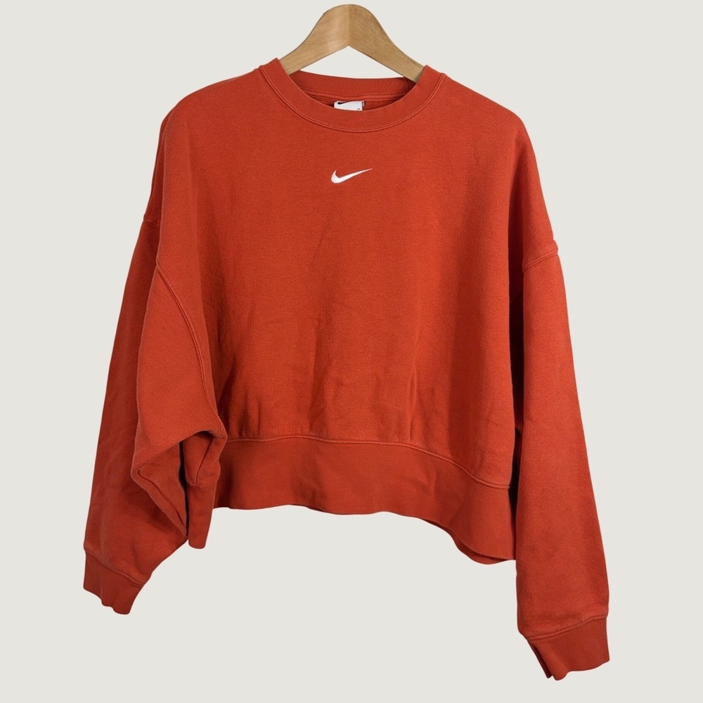 Nike Sweatshirt S Orange Phoenix Fleece Cropped Oversized Pullover DJ7665-861